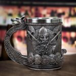 Viking Mug Beer Stein Tankard, Stainless Steel Ideal Drinkware for Coffee Cup Nordic Style Gifts for Men - Image 3
