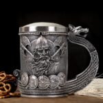 Viking Mug Beer Stein Tankard, Stainless Steel Ideal Drinkware for Coffee Cup Nordic Style Gifts for Men - Image 5