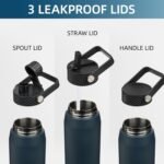 25oz Insulated Stainless Steel Water Bottle with Straw and 3 Lids, BPA-Free Sports Water Bottle,travel water bottle,Navy Blue - Image 4