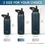25oz Insulated Stainless Steel Water Bottle with Straw and 3 Lids, BPA-Free Sports Water Bottle,travel water bottle,Navy Blue - Image 6