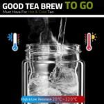17oz Tea Tumbler with Infuser, 500ml Double Wall Borosilicate Glass Tea Bottle 100% Leak-Proof with 2 in 1 Stainless Steel Filter - Image 4