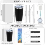 36 Pack 20 Oz Stainless Steel Bulk Tumblers with Lids Black Outdoor Travel Mug Powder Coated Double Wall Leakproof Insulated Cup, for Home Hot Office Party Cold Drinks - Image 3