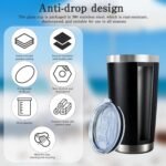 36 Pack 20 Oz Stainless Steel Bulk Tumblers with Lids Black Outdoor Travel Mug Powder Coated Double Wall Leakproof Insulated Cup, for Home Hot Office Party Cold Drinks - Image 5