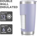 20 oz Tumbler with Lid Stainless Steel Double Wall Vacuum Insulated Tumblers Powder Coated Cups Travel Mug Keep Drinks Cold and Hot, Cosmic Lilac - Image 4