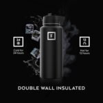 IRON °FLASK Camping & Hiking Hydration Flask with Straw, Wide Mouth Insulated Stainless Steel Sports Water Bottle - 32 oz Bubble Gum - Image 5