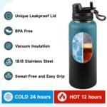 40oz Insulated Water Bottle - 2-in-1 Leak-Proof Lid (Sip/Straw) + Handle, Stainless Steel Bottle for Sports, Commuting, Office Work, Outdoor Activities, Orange, 1 Pack - Image 5