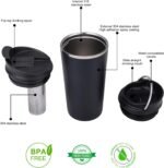 GiNT 17oz Travel Mug with Infuser and Two Lids. Vacuum Insulated 316 Stainless Steel Coffee Mug. Dishwasher Safe Mug with Tea Strainer for Hot and Cold Brew Coffee or Tea(Black) - Image 3