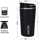 GiNT 17oz Travel Mug with Infuser and Two Lids. Vacuum Insulated 316 Stainless Steel Coffee Mug. Dishwasher Safe Mug with Tea Strainer for Hot and Cold Brew Coffee or Tea(Black) - Image 4