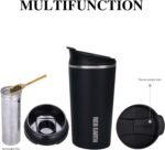 GiNT 17oz Travel Mug with Infuser and Two Lids. Vacuum Insulated 316 Stainless Steel Coffee Mug. Dishwasher Safe Mug with Tea Strainer for Hot and Cold Brew Coffee or Tea(Black) - Image 5