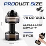 2 Pcs Christmas Dumbbell Water Bottle Gifts, 2.2 L / 75 oz Gym Workout Water Bottles Big Capacity Sports Gym Gift for Running Outdoors Cycling Camping Sports Lovers Men Women - Image 3