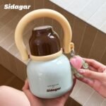 22 oz Water Bottle with Straw and Bowl, Wide Mouth Insulated Stainless Steel Tumbler;24H Ice Cold Leak-Proof Cup for Women Picnic & Hiking; Heart Bracelet Charm, Ideal Gift Choice, Gem Blue - Image 3