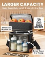 Breastmilk Cooler Bag with Ice Pack, Double Layer Insulated Baby Bottle Tote Fits 6 Bottles Up to 9 Ounce, Leakproof Breast Milk Cooler Travel Bag for Daycare & Nursing Mom, Black - Image 4