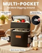 Breastmilk Cooler Bag with Ice Pack, Double Layer Insulated Baby Bottle Tote Fits 6 Bottles Up to 9 Ounce, Leakproof Breast Milk Cooler Travel Bag for Daycare & Nursing Mom, Black - Image 6