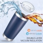 20 oz Tumblers Bulk Stainless Steel Tumbler with Lid Double Wall Vacuum Insulated Coffee Mug 20oz Powder Coated Cup for Hot and Cold Drinks, Navy, 6 pack - Image 3