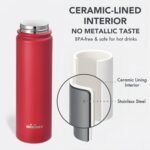 Insulated Stainless Steel Water Bottle with Straw, Ceramic-Lined, BPA-Free & Leak-Proof, 24 oz, Red - Image 3