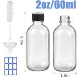 JohnBee 12-Pack 2 oz (60ml) Small Glass Boston Round Bottles with Lids - Leak-Proof Mini Travel Containers for Ginger Shots, Juice, Whiskey, Samples | W/Labels, Funnels & Brushes - Image 3