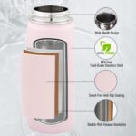24 oz Insulated Water Bottle with Handle, 304 Stainless Steel Water Bottles with Wide Mouth, Double Wall Vacuum Sports Water Bottle, BPA Free, Keep Cold and Hot, Pink - Image 3