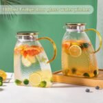 Glass Pitcher With Lid and Spout, 1.8 Liter 60 oz Glass Pitchers With Handle And Lid, Jug Water Pitchers For Fridge, Carafe Jar for Hot/Cold Water Iced Tea Juice Coffee Milk Beverage - Image 3