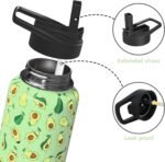 Avocado Gifts 40oz Sport Water Bottle with Flip Straw & Spout Lid, Sage Green Stainless Steel Insulated Gym Water Bottle, Fruit Lover Gifts for Women Men (1 PC) - Image 4