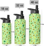 Avocado Gifts 40oz Sport Water Bottle with Flip Straw & Spout Lid, Sage Green Stainless Steel Insulated Gym Water Bottle, Fruit Lover Gifts for Women Men (1 PC) - Image 5