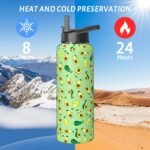 Avocado Gifts 40oz Sport Water Bottle with Flip Straw & Spout Lid, Sage Green Stainless Steel Insulated Gym Water Bottle, Fruit Lover Gifts for Women Men (1 PC) - Image 6
