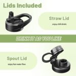 CIVAGO Half Gallon Glass Water Bottle with Straw and Insulated Bottle Holder Sling, 64 oz Motivational Water jug with Time Marker and Silicone Sleeve, Water Flask with 2 Lids, Navy - Image 4