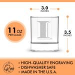 Monogrammed Gifts for Men - 4PC 11 Oz Custom Whiskey Glasses (I-Monogram) - Engraved Whiskey Glasses - Personalized Whiskey Glasses - Unique Bourbon Glasses - Personalized Glass Gifts for Dad - Image 3