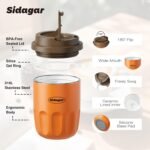 Travel Coffee Mug 10 oz Ceramic Lined Tumbler, Double Wall Stainless Steel Coffee Cup with Lid, Vacuum Spill Proof Mini Water Bottle, Insulated Thermal Mug for Home Office, Orange - Image 6
