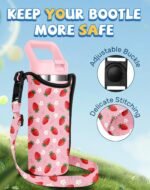 Water Bottle Carrier with Strap - Handheld Kids Water Bottle Holder for 10-16 oz / 14-20 oz Cute Cartoon Design Neoprene Crossbody Bottle Sling Bag for Boys Girls - Image 5