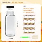 AuroTrends 8 oz Glass Bottles with Lids 3Pack, 250ml Glass Juice Bottles with Lids 8 oz for Water, Kombucha, Coffee - (8fl.oz, Set of 3) - Image 6
