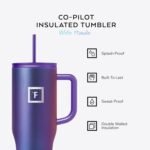 IRON °FLASK Co-Pilot Insulated Mug w/Straw & Flip Cap Lids - Cup Holder Bottle for Hot, Cold Drink - Leak-Proof- Water, Coffee Portable Travel Tumbler - Lavender, 40 Oz - Image 3