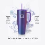 IRON °FLASK Co-Pilot Insulated Mug w/Straw & Flip Cap Lids - Cup Holder Bottle for Hot, Cold Drink - Leak-Proof- Water, Coffee Portable Travel Tumbler - Lavender, 40 Oz - Image 5