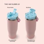 Sport Tumbler 32oz Stainless Steel Water Bottle, Vacuum Insulated with 2-in-1 Lid (Straw & Spout), Leak-Proof Reusable Travel Mug for Hot and Cold Drinks - Image 5