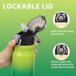Insulated Water Bottle with Straw and Carry Loop,18 oz Stainless Steel Double Wall Vaccum Metal Water Flask with Leak-proof Lid,Matcha Green - Image 3