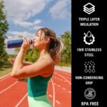 Best in Class Triple-Walled Insulated Stainless Steel Water Bottle with bonus handle included, Drinks Cold for 24h & Hot for 12h, Leak Proof, Make a Difference in the World, 17oz (Navy Blue) - Image 3