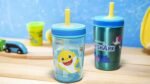 Zak Designs Baby Shark Kelso Tumbler Set, Leak-Proof Screw-On Lid with Straw, Bundle for Kids Includes Plastic and Stainless Steel Cups with Bonus Sipper (3pc Set, Non-BPA) - Image 5
