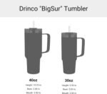 Drinco 40oz 30 oz Tumbler with Handle, Straw Lid, Insulated Stainless Steel Travel Mug Water Bottle Ice Coffee Cup For Cold and Hot, BigSur (30oz Black) - Image 4