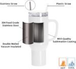 PYD Life 40 OZ Sublimation Tumblers with Removable Handle and Straw Lid Blanks White for 40 OZ Tumbler Heat Press Sublimation Oven Printing 2 Pack - Image 4