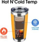 20oz Tumbler Bulk Stainless Steel Vacuum Insulated Tumblers with Lid Double Wall Travel Mug, Durable Powder Coated Coffee Cup, Suitable for Ice Drinks and Hot Beverage (Orange 1pack) - Image 4