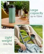 Collapsible Water Bottle, 2nd Generation Leakproof BPA-Free Travel 24.3oz(720ml), Lightweight Reusable, Portable for Travel Cycling Gym Camping Sports, Green - Image 3