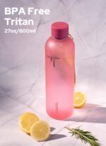 Opard Slim Water Bottle 27oz, Dishwasher Safe Plastic Water Bottle BPA-Free, Leakproof Screw Top, Flamingo Pink, Reusable for Travel School Sport Gym Hiking - Image 6