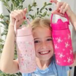 OLDLEY kids Water Bottle - 18oz Insulated Stainless Steel - Wide Straw Lid, Non Spill, Leakproof, Kids Water Bottle for School,Pink Bunny - Image 5