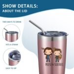 ATHAND 20oz Stainless Steel Insulated Pattern Tumbler with Lid Travel Coffee Mug - Sam & Dean Rose Gold Vacuum Tumbler Double Wall Birthday Valentines Day Gifts Idea for Her Women - Image 5