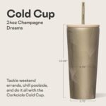 Corkcicle Cold Cup Insulated Tumbler with Straw - Keeps Drinks Cold for 12 Hours - Triple-Insulated Stainless Steel - Leak-Resistant Lid - Summer Drinkware Gift - 24 oz - Champagne Dreams - Image 3