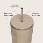 Corkcicle Cold Cup Insulated Tumbler with Straw - Keeps Drinks Cold for 12 Hours - Triple-Insulated Stainless Steel - Leak-Resistant Lid - Summer Drinkware Gift - 24 oz - Champagne Dreams - Image 4