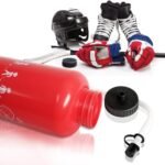 Hockey Water Bottles with Long Straw, Fit for Football Lacrosse Gym Sport, Plastic Squeezable Leakproof BPA Free, No Strange Smell, Easy to Clean, 1 Liter 32 oz (3 Straw Caps) (red) - Image 3