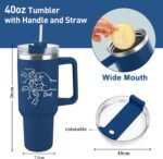 Custom Dad Tumbler with Kids Names, Personalized 40 Oz Tumbler with Handle and Straw, Personalized Birthday Gifts for Dad Husband - Image 3