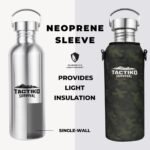 Tactiko Survival 25 oz/750 ml Stainless Steel Wide Mouth Water Bottle, Single Wall Boil-Safe, Leakproof, BPA-Free with Carry Sleeve and Strap for Camping, Hiking, Outdoor Prep (Camo) - Image 3