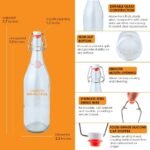 FastRack 8.5oz Swing Top Glass Bottles (Pack of 8) | Clear Resealable Flip Top Bottles with Airtight Lids – Reusable Grolsch-Style Bottles for Kombucha, Beer, Soda, Mead, Vinegar & Olive Oil - Image 4