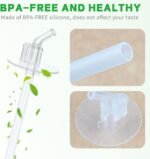 Marbe 6pack Replacement Straws for Thermos Funtainer Bottle, Straws Stem Set with Cleaning Brushes，Safe to use for Adult/Children (6 Straws+3 Cleaning Brushes),White - Image 3